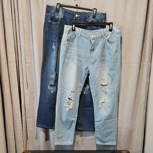 Amazon Set of 2 Blue Boyfriend Distressed Jeans